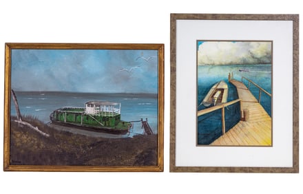 Nautical Oil on Canvas Board, Watercolor Paintings