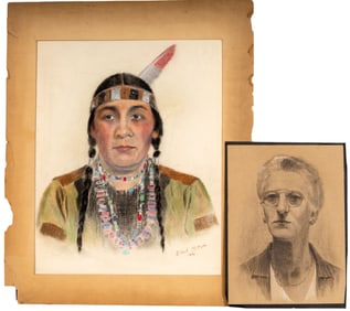 E. Sturn (1941) Nat. Am. Portrait and Another