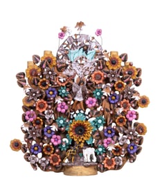 Mexico Ceramic Tree of Life Candelabra w/ Jesus
