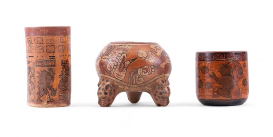Pre-Columbian Maya Tripod Jar, Copador, & Xinalba