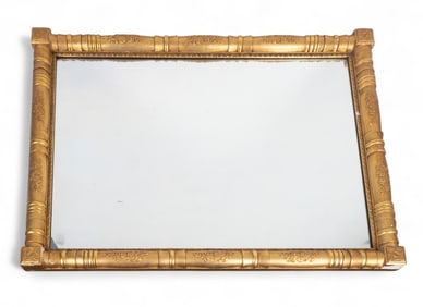 Gold Gilded Empire Mirror w/ Floral Decor