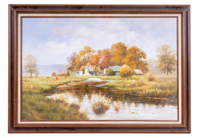 Oil on Canvas Cows Pasturing Signed P. Jefferson