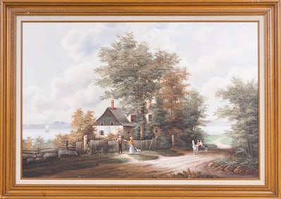 Riverside Cottage Oil Painting signed Niszner