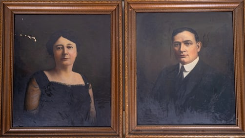 Pair of Matching Portraits of Husband and Wife