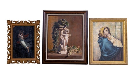 Three Classical Style Paintings Incl. Angel