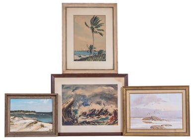 Four Various Seashore Original Art Paintings