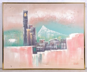 Large Oil on Canvas Cityscape