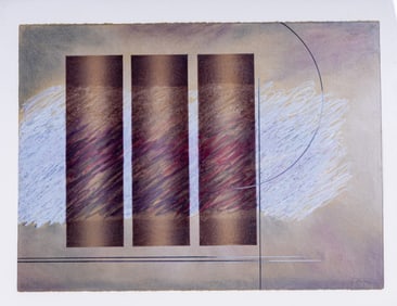 Framed Cubist Pastel Art
