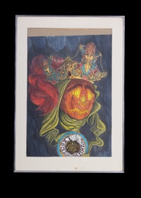 Framed Surrealist Watercolor