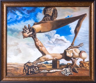 Framed Oil on Canvas After Salvador Dali