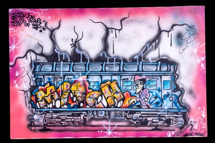 Outsider Graffiti Painting on Canvas