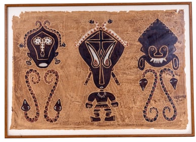 Framed African Linen Paper Painting