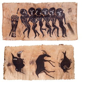 African Linen Paper Paintings & Samoan Tonga Tapa
