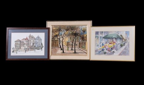 Three 20th Century American Street Scene Artworks