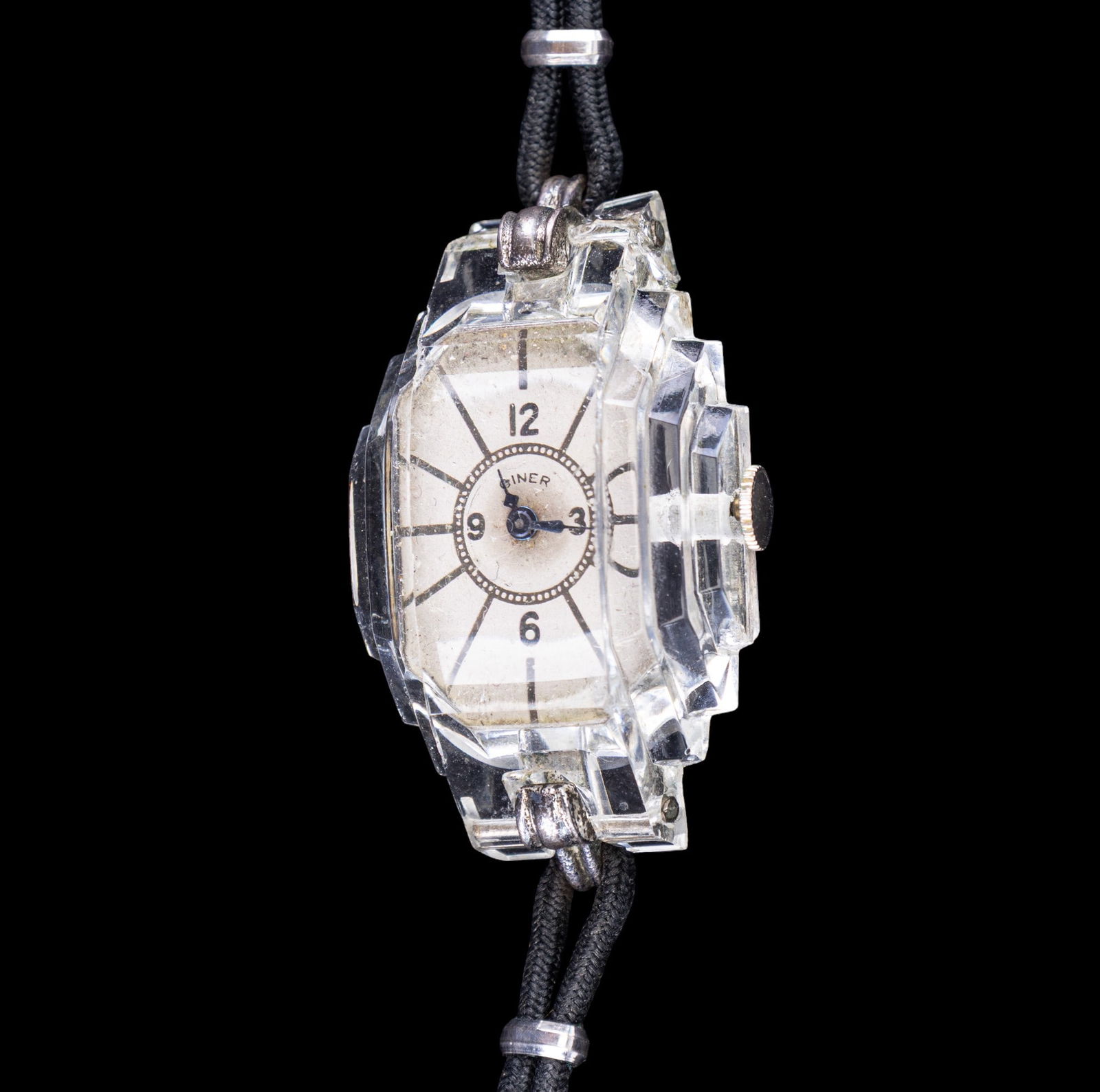 Vintage Ciner Art Deco Watch: Rare vintage Ciner Art Deco glass wind up wrist watch, found in working condition.