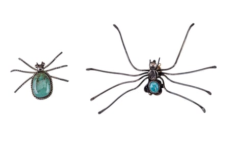 Sterling Turquoise Spider Pins (2)