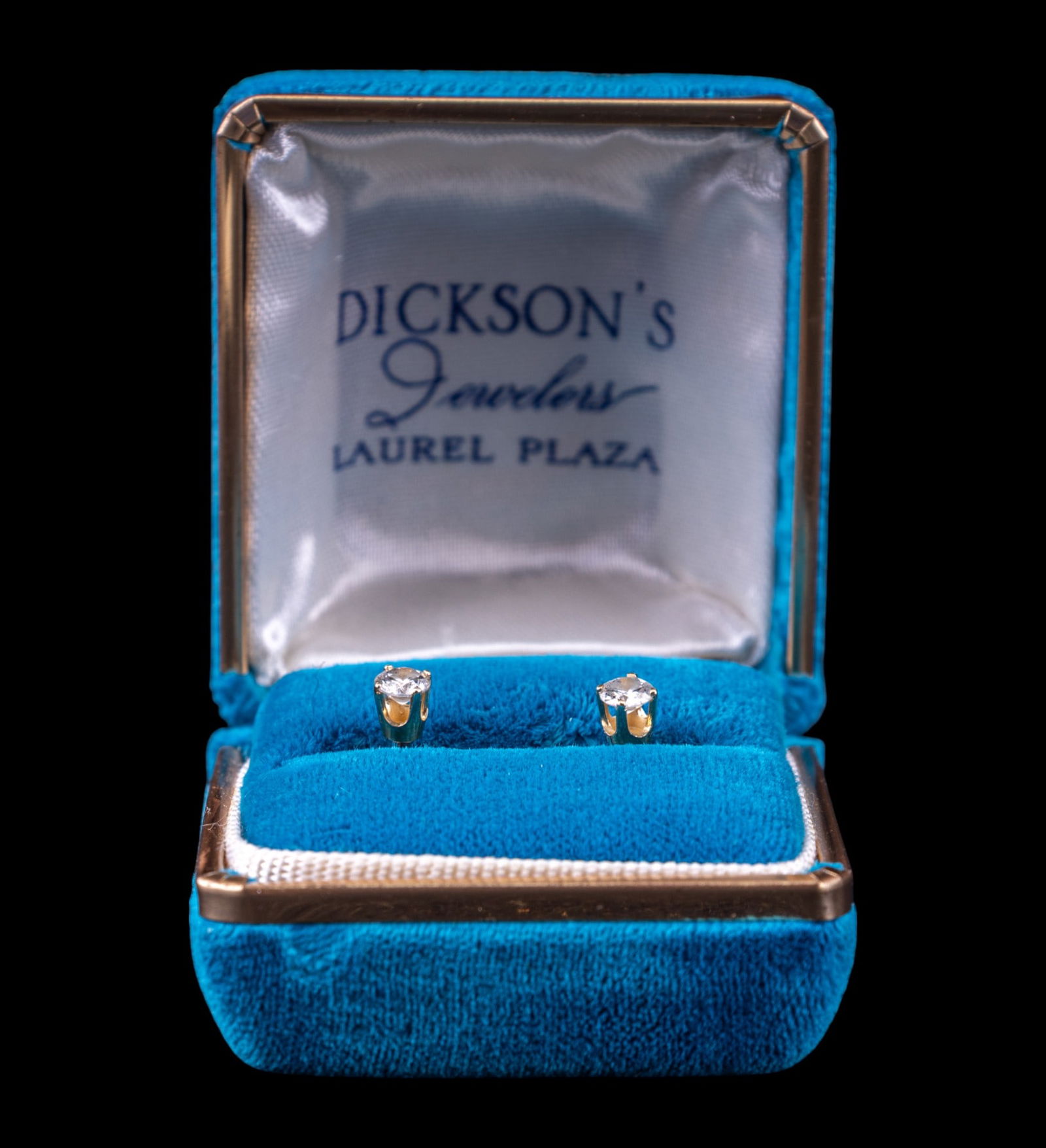 14K Gold Diamond Studs: 14 karat gold diamond stud earrings, near-colorless, with screw-posts for safety. Total weight of both earrings is approx. 0.8 grams. Each diamond diameter ~4 mm.