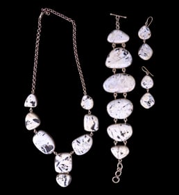 Sterling and White Buffalo Turquoise Jewelry Set