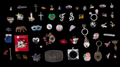 Over 50 Pins, Pendants, Brooches & More