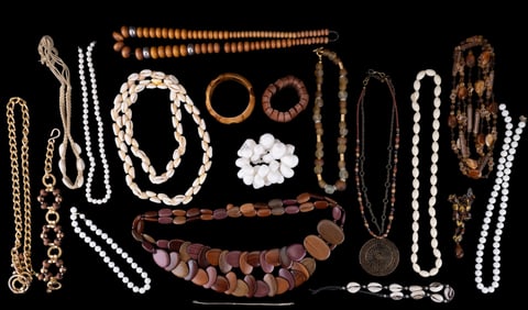 Cowrie Shell, Wood Bead, & Other Jewelry (18 Pcs.)