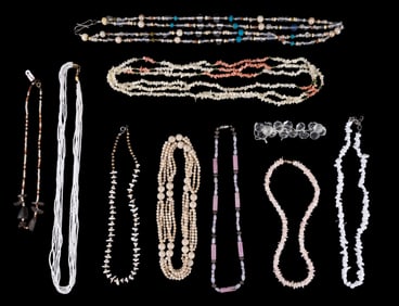 Shell, Stone, & Glass Bead Jewelry (10 Pcs.)