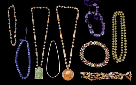 Colorful Stone & Glass Costume Necklaces (9)