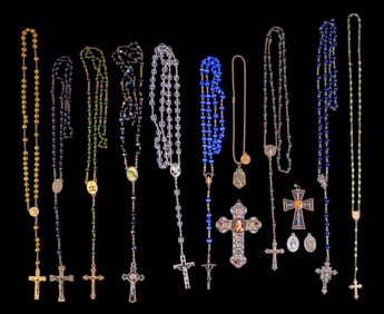 Catholic Rosaries (9), Pope Pius XI Pendant & More