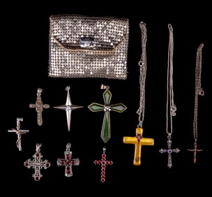 Sterling Silver Cross Necklaces & Pendants + Purse