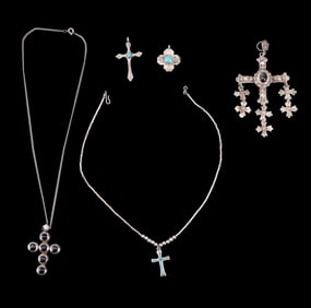 Taxco & Other Sterling Cross Necklaces & Pendants
