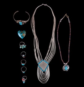 Navajo & Similar Sterling Silver Jewelry (9 Pcs.)