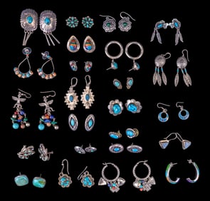 Sterling Native American & More Turquoise Earrings