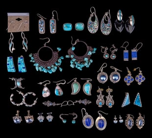 Sterling Asian Turquoise & More Blue Earrings