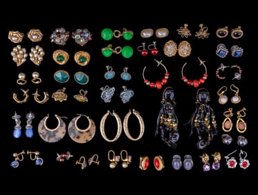 Trifari, Monet, Napier, & Costume Earrings (33 Pr)