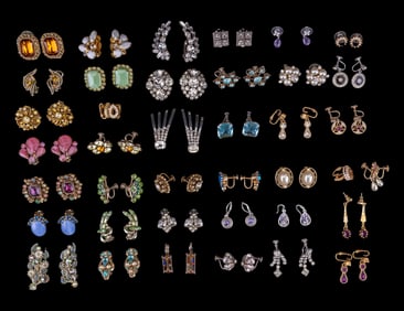 Colorful Costume Earrings w/ Rhinestone Accents