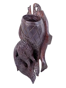 German Black Forest Carved Wall Pocket