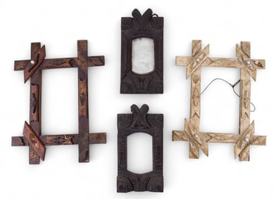 19th C Tramp Art Wood Frames (4)