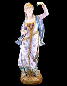 19th C Monumental Bisque Porcelain Lady Figure