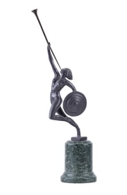 Jericho Trumpet Style Sculpture, Marble Base