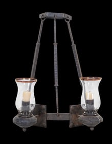 Antique Wrought Iron 2-Port Candle Sconce