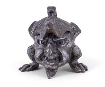 Antique Inkwell Figural Satyr / Imp / Devil