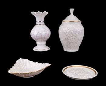 Lenox and Belleek Vases and Dishes (4)