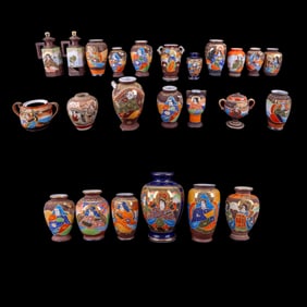 Japanese Satsuma Moriage Vases + Other Vessels