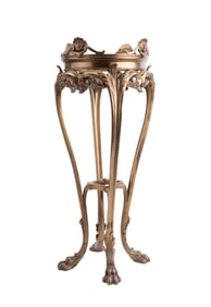 Victorian Brass Fern / Plant Stand w/ Glass Top