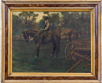 A. Peters Signed Oil on Canvas of Horseman