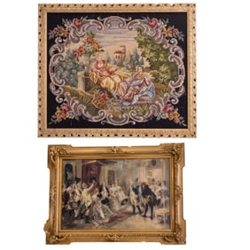 Petit Point French Tap., "Royal Visitors" Print