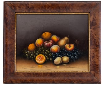 Brunner Signed Pastel Still Life of Fruit Bowl