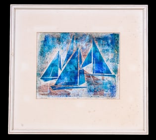 Reece Deter Signed Watercolor of Sailboat