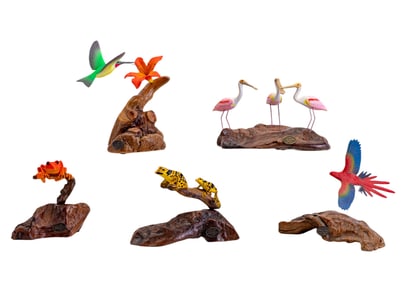 John Perry Driftwood Bird / Frog Sculptures (5)