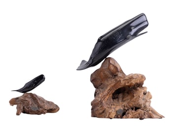 John Perry Driftwood Whale Sculptures (2)