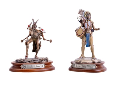 Donald Polland Pewter Running Wolf + Eagle Dancer